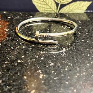 NEW 14k white gold plated nail bracelet